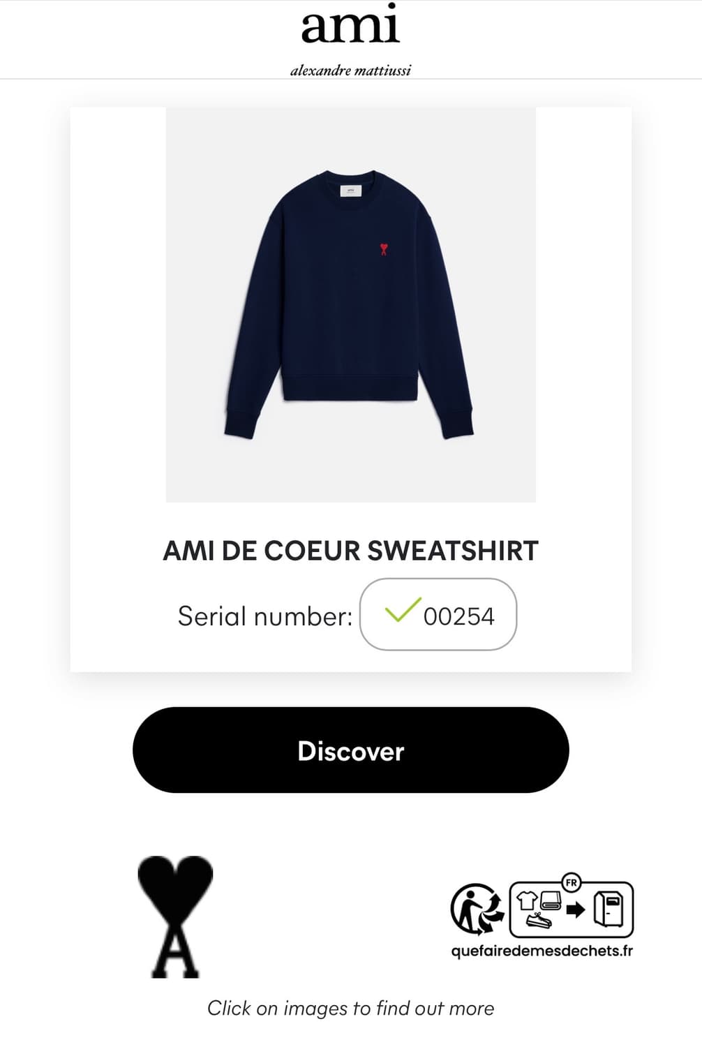 [M] 아미 스몰 하트 로고 네이비 맨투맨 B306 상품이미지8