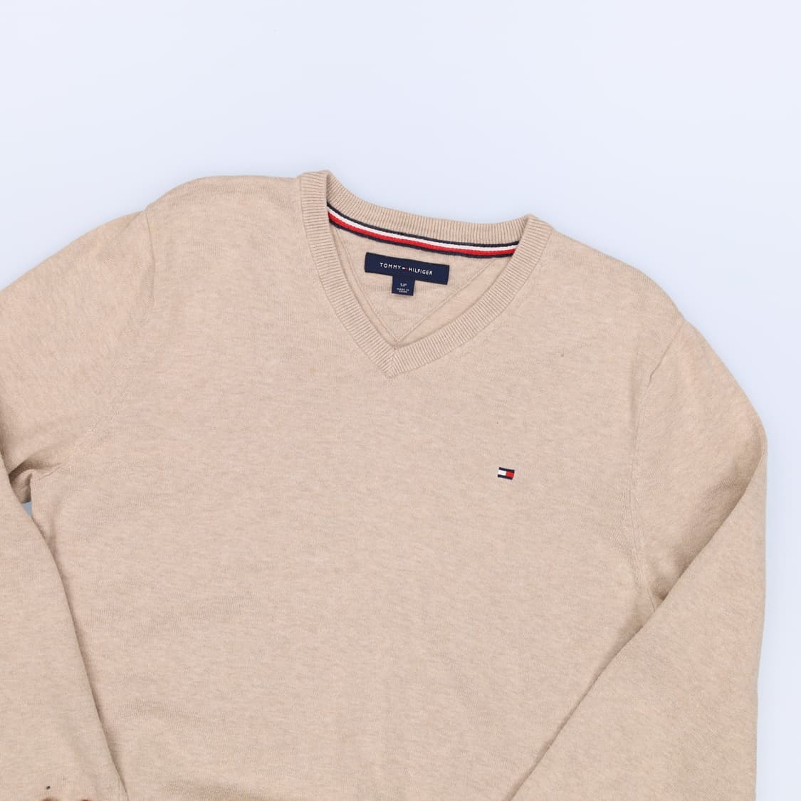 [S] 타미힐피거 브이넥 코튼 니트 아이보리 3906 상품이미지3