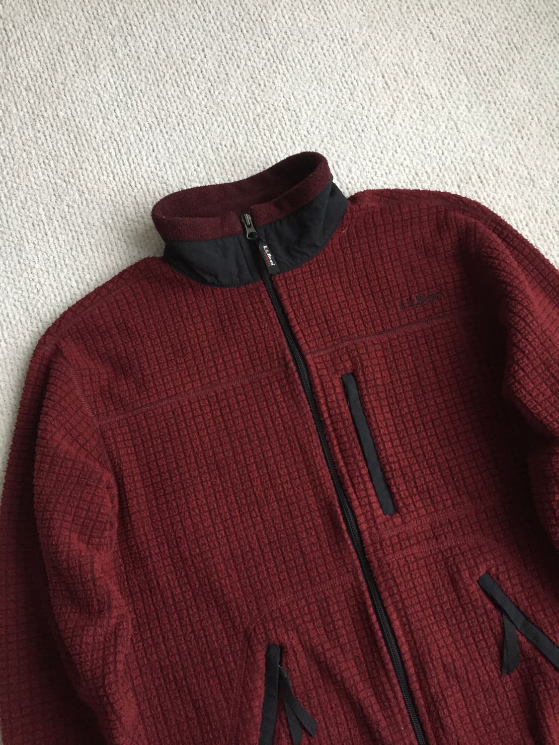 LLbean 미제 버건디 투웨이 집업 플리스 상품이미지3