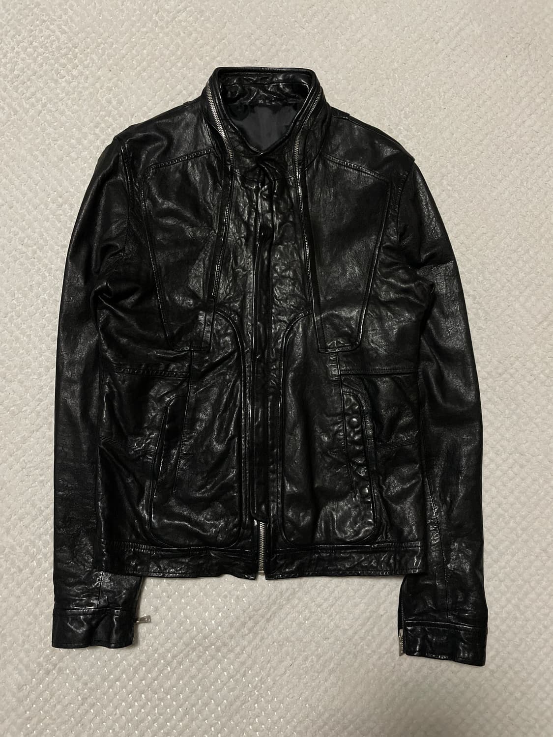 광희시장 웨스턴 무드 램스킨 양가죽 절개 레더 자켓 상품이미지1