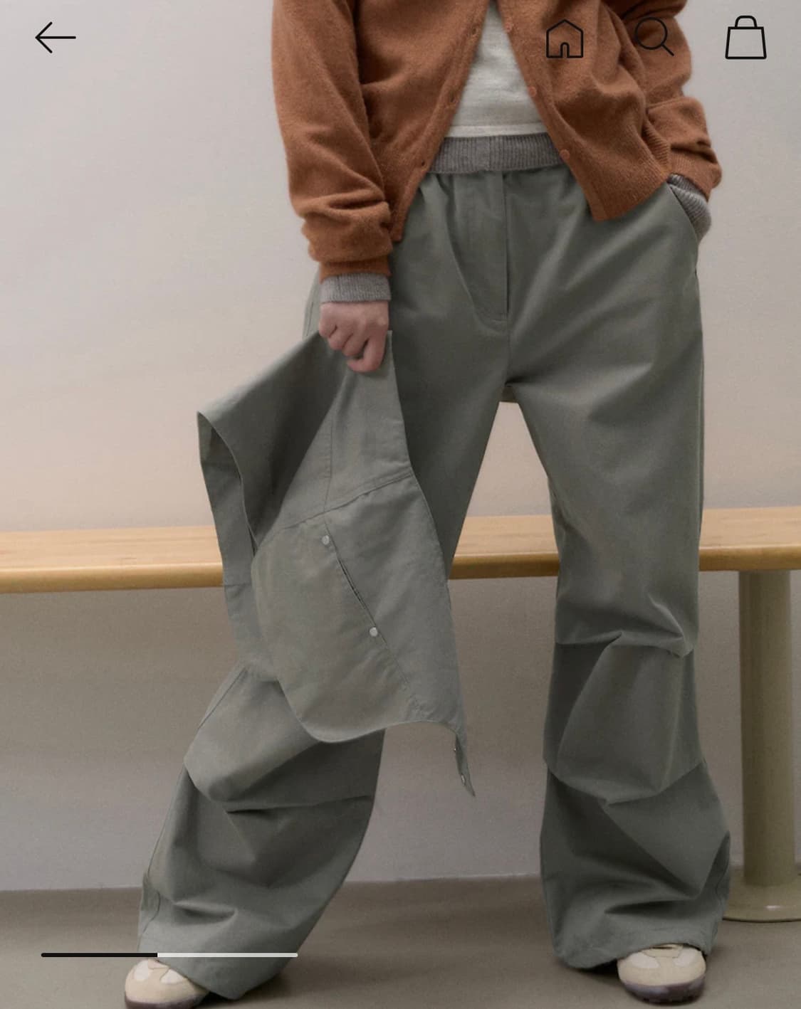 에잇세컨즈 코튼 변형 스커트 팬츠-그레이 상품이미지4