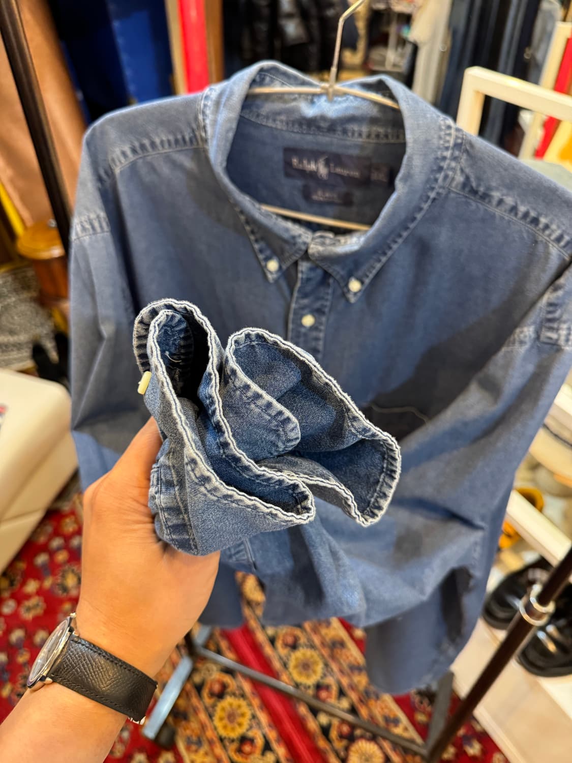 90s 빈티지 폴로 랄프로렌 BLAKE 데님 셔츠 2XL 상품이미지7