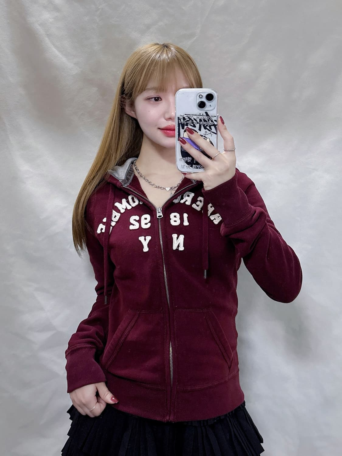 아베크롬비 버건디 빅로고 후드집업  상품이미지1