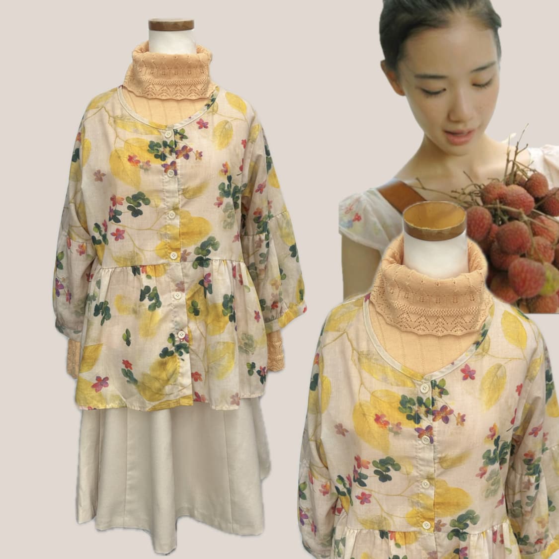 🌼하구미의 모리걸 코디세트🌼플라워 블라우스 레이어드 그런지 스커트 상품이미지2