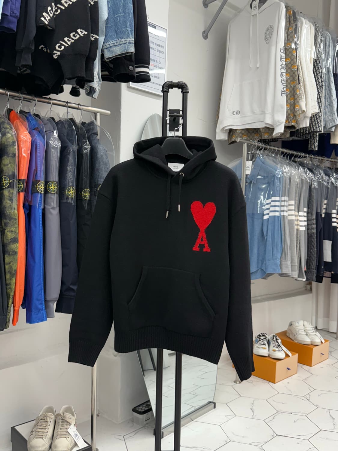 [L] 아미 빅하트 니트 후드티 상품이미지1