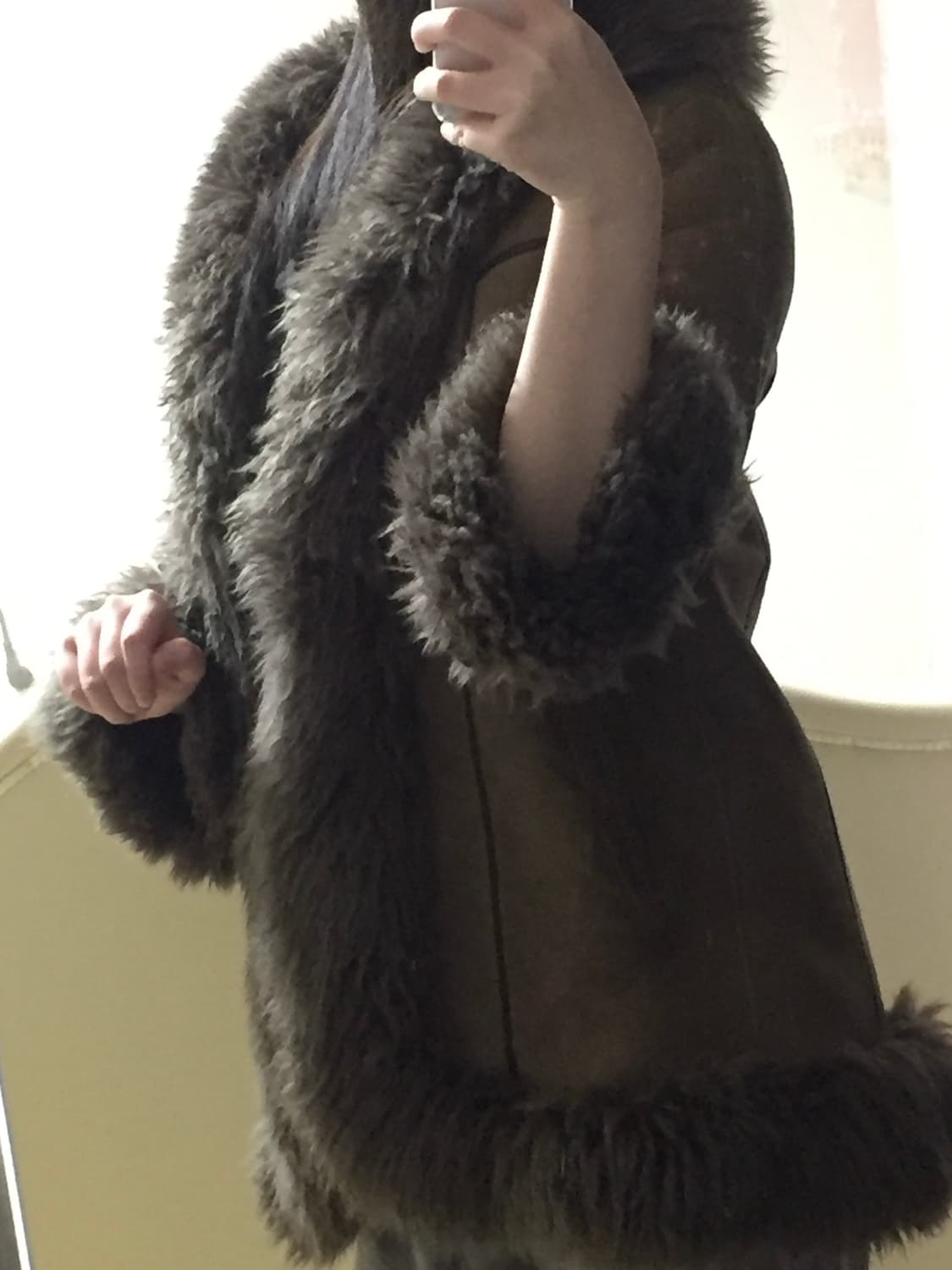 갸루 모피 퍼 포인트 브라운 가죽 자켓 스웨이드 무스탕 상품이미지6