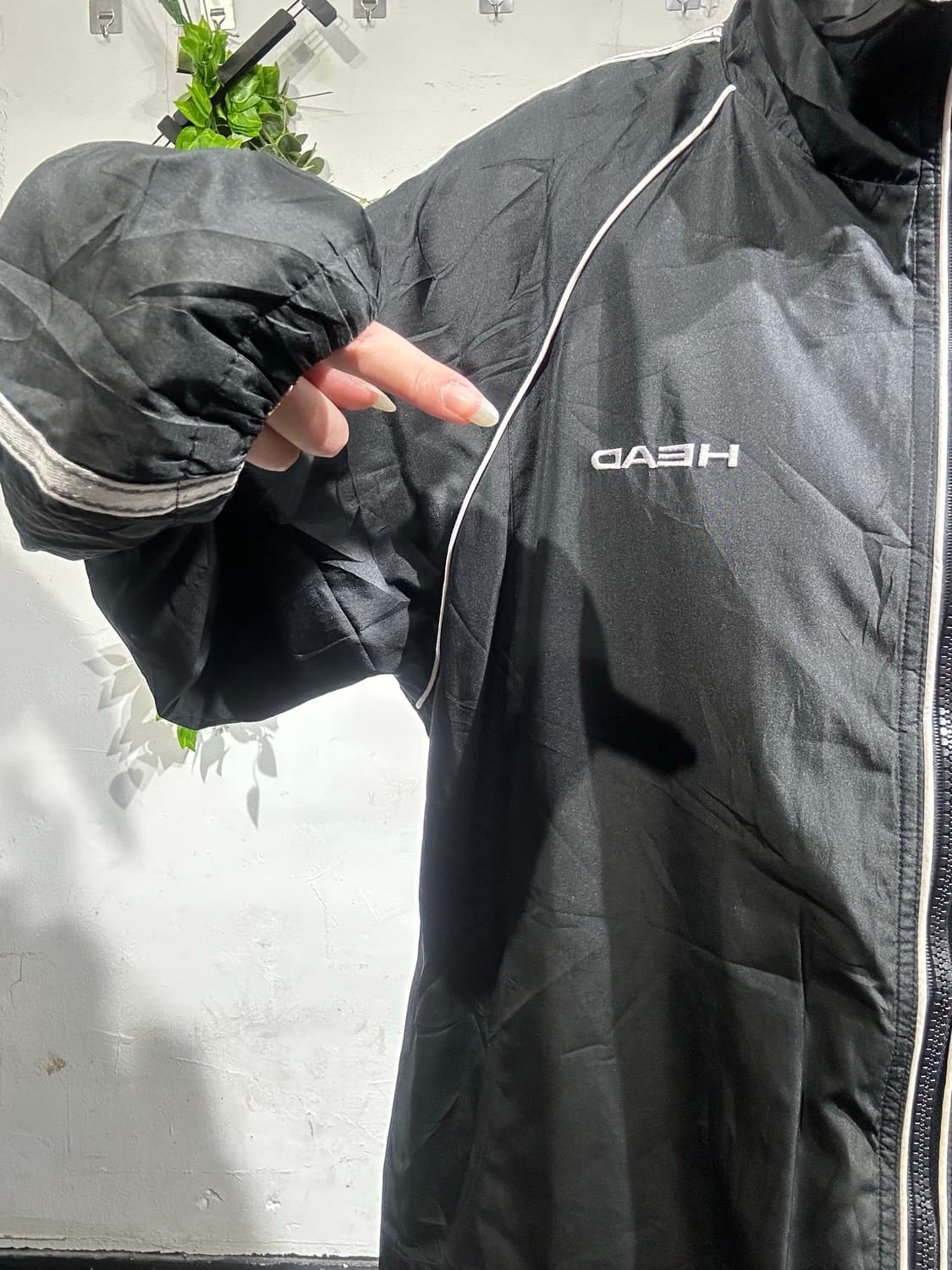 헤드 블랙 화이트 사이드 라인 바람막이 자켓 L 상품이미지4