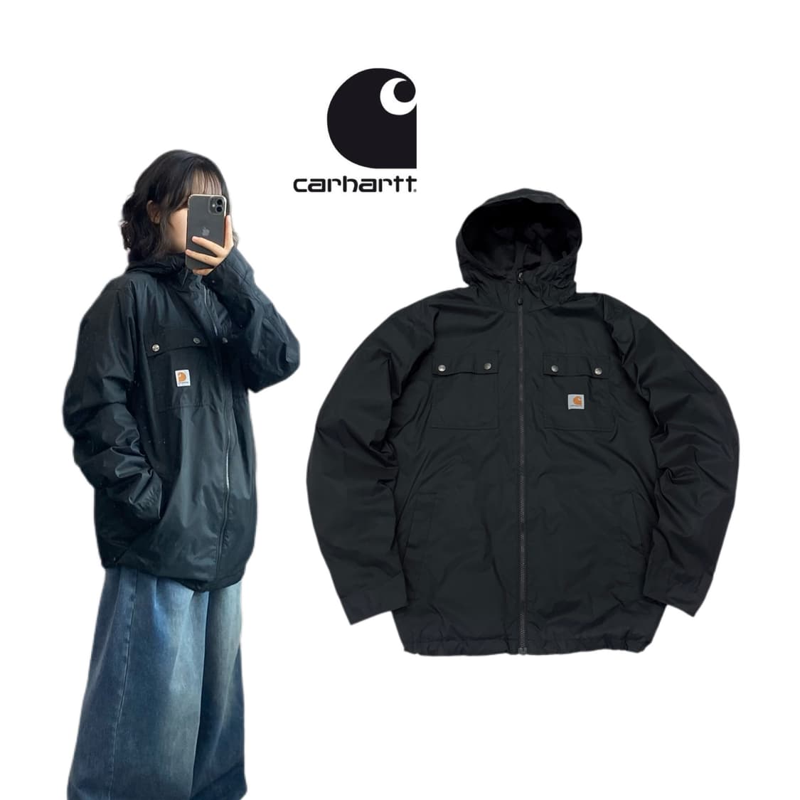 칼하트 투포켓 락포드 바람막이 자켓 블랙 상품이미지1