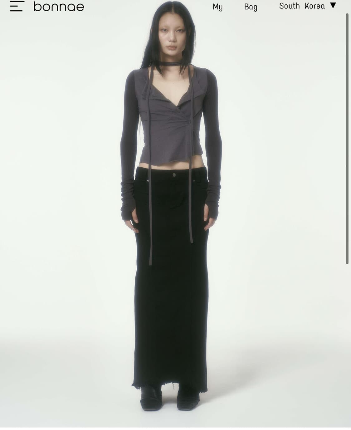 bonnae Washed denim skirt (Black) 상품이미지2