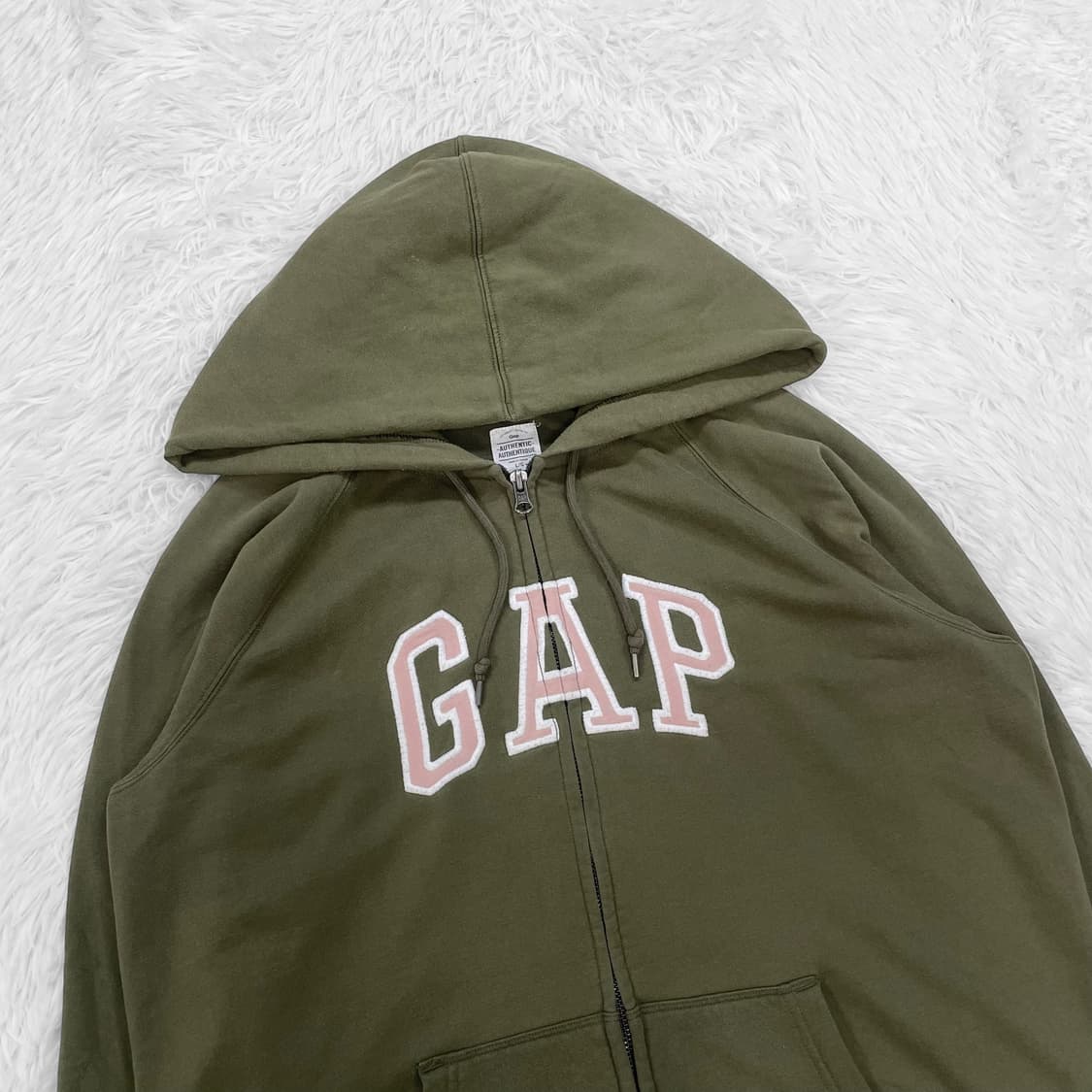 갭 GAP 스펠 로고 후드집업 카키 핑크 상품이미지3