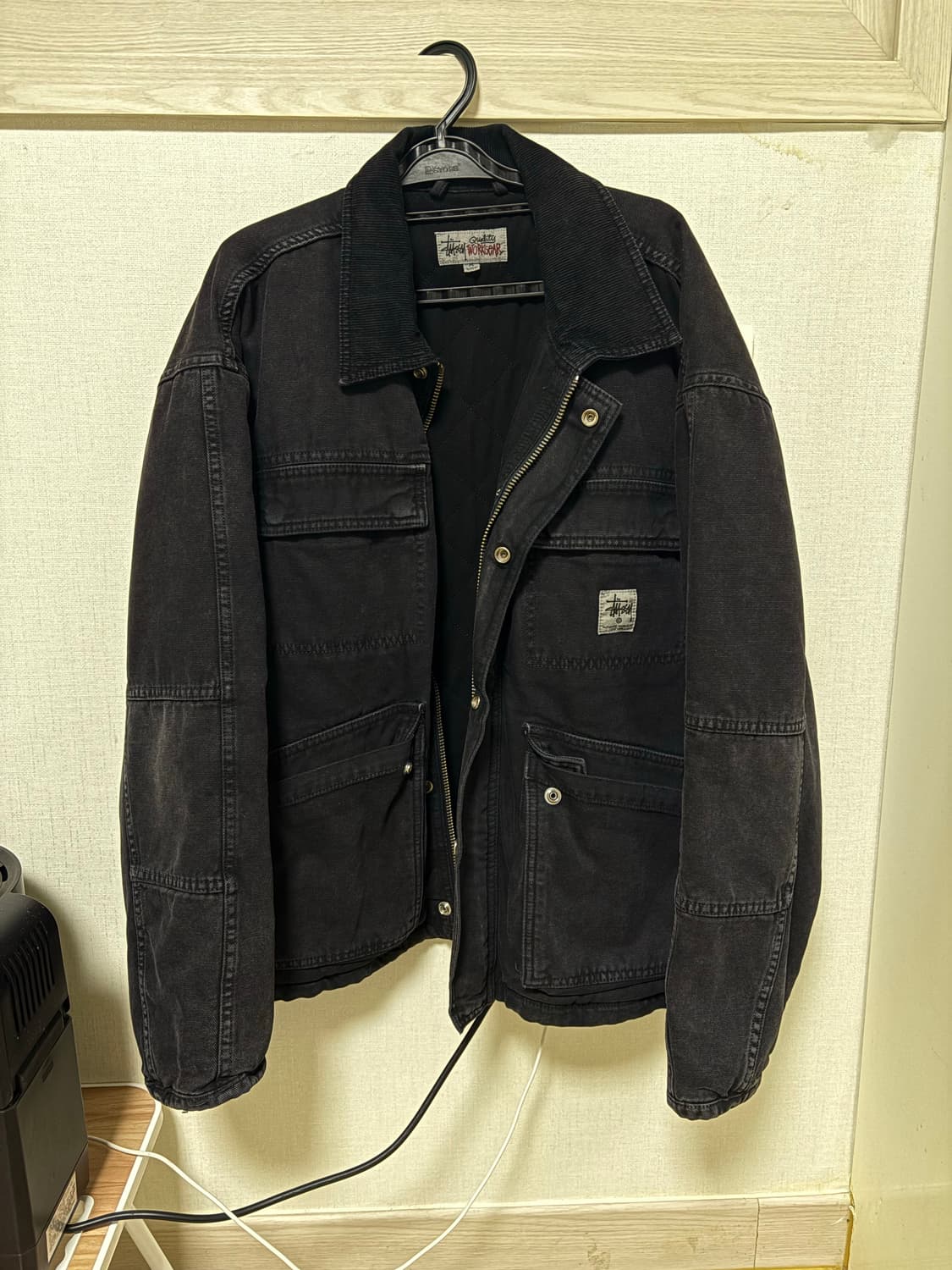 스투시 워시드 캔버스 샵 자켓 블랙 M 상품이미지1