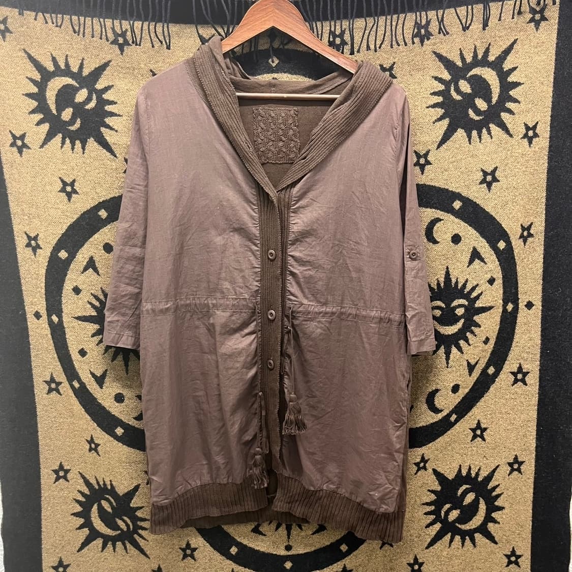 빈티지 코지 에스닉 모리걸 여리핏 롱 후드 태슬 버튼 가디건 K0036 상품이미지3