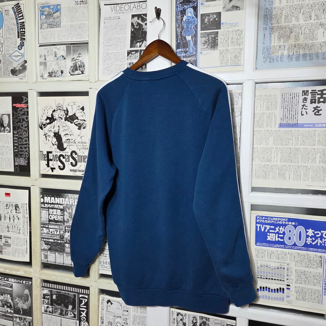 아디다스 블루그린 삼선 약기모 맨투맨 상품이미지5