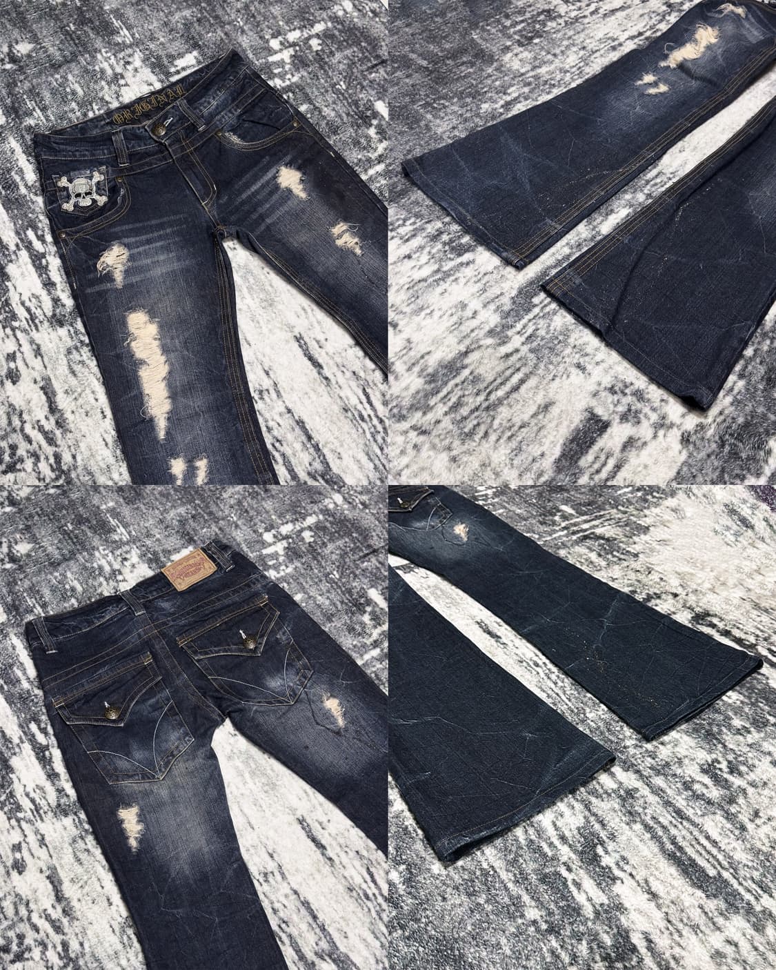 {UNKNOWN} Skull Patch Flare Jeans 상품이미지3