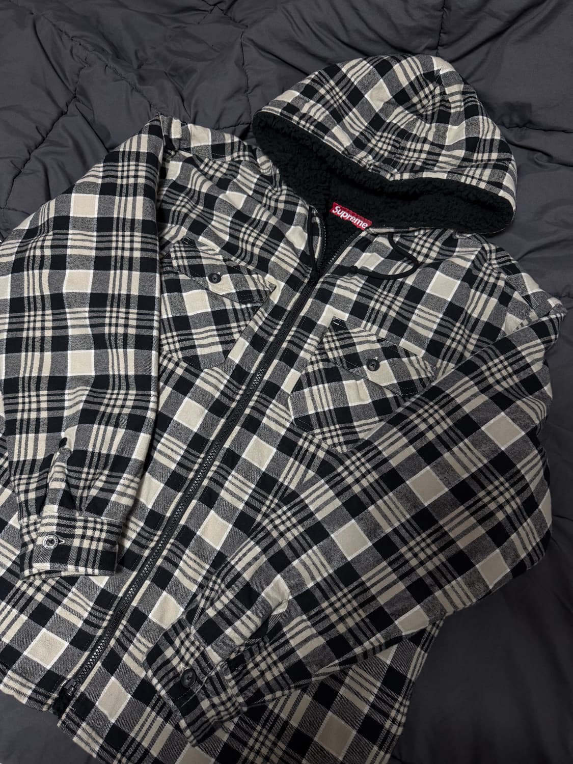 슈프림 라인드 집업후드 플란넬 M 상품이미지1