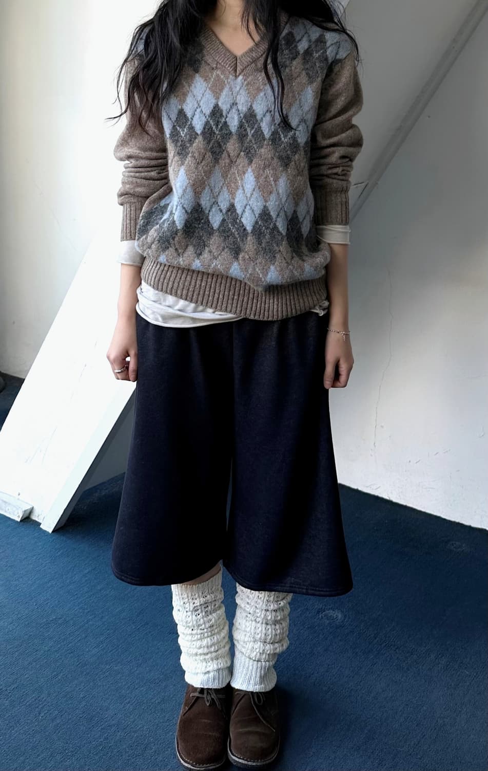 Dry boucle wool argyle pattern knit P/O 상품이미지7