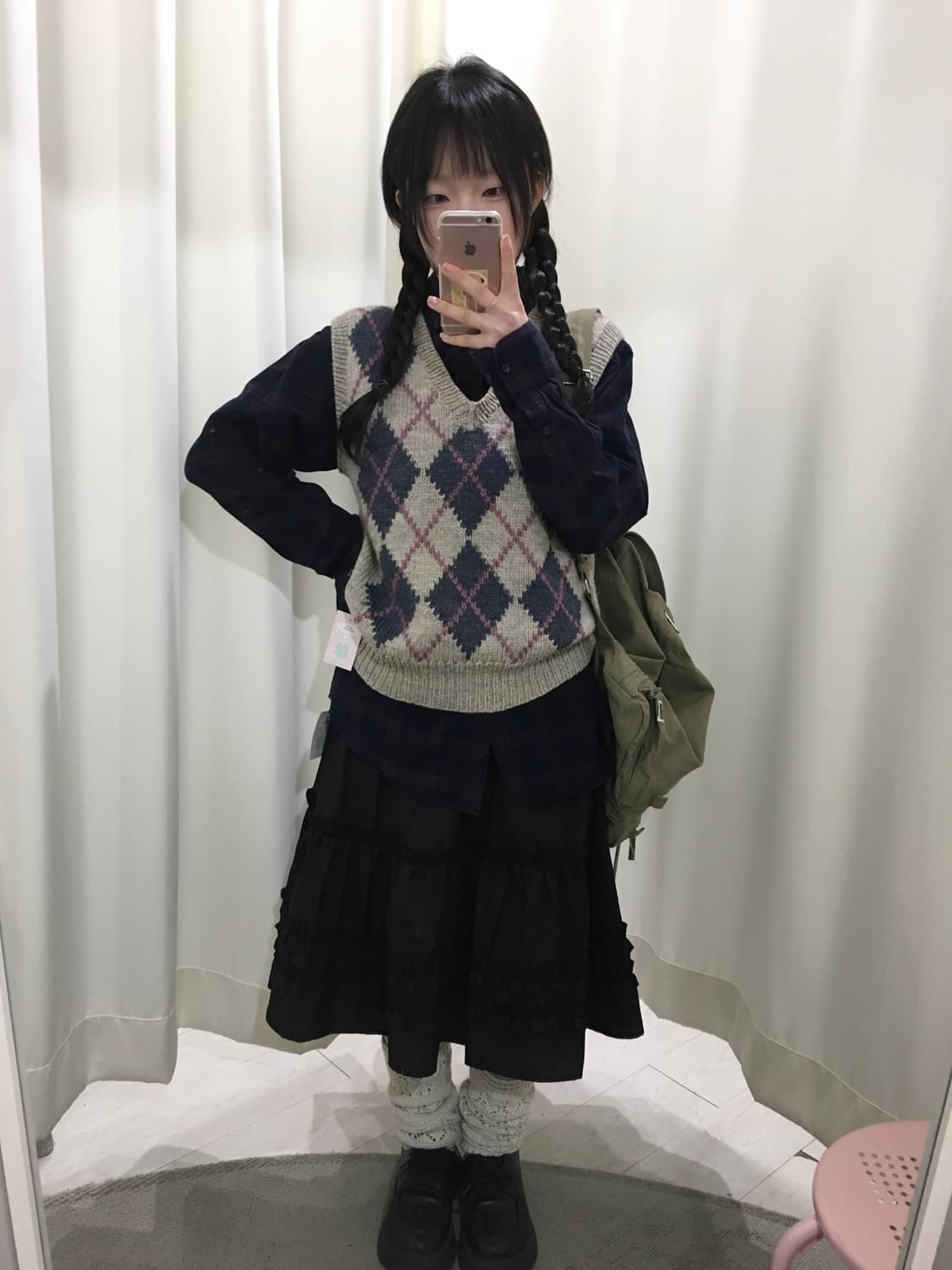 grape check shirt + vest set 상품이미지3