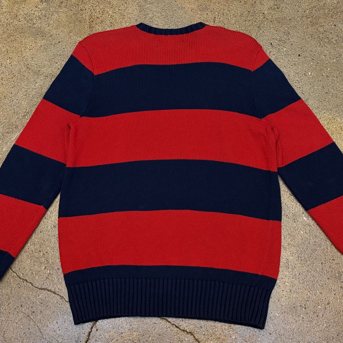90s USA 빈티지 폴로랄프로렌 스트라이프 단가라 헤비코튼 니트  상품이미지6