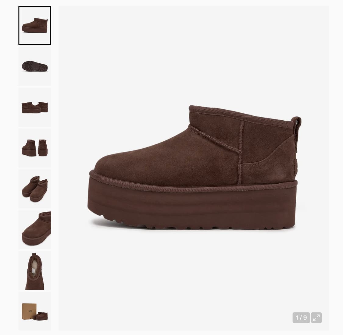 어그 플랫폼 초코컬러 스웨이드 레더 미니 플랫폼 부츠 (클래식 울 트라  상품이미지3