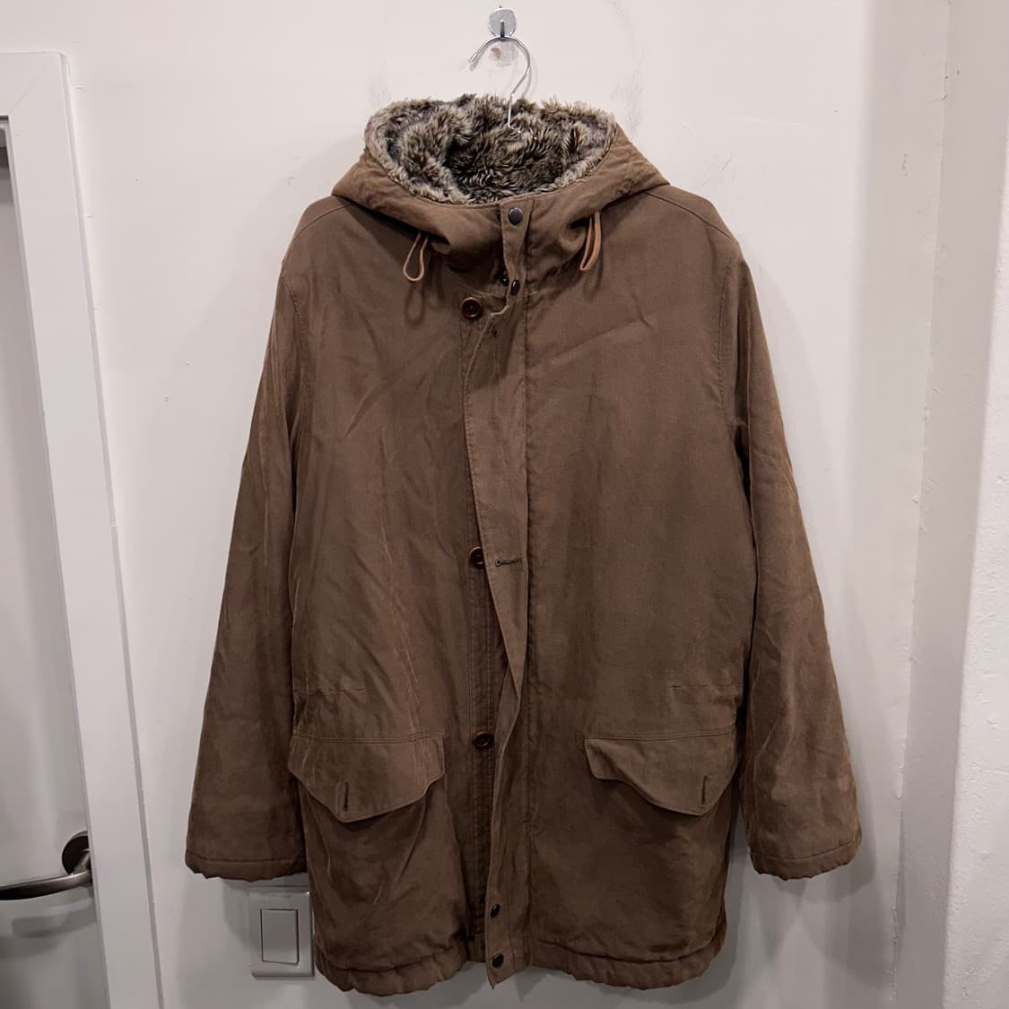 노티카 밍크헤어 누빔 후드 코튼 개파카 롱 야상 상품이미지2