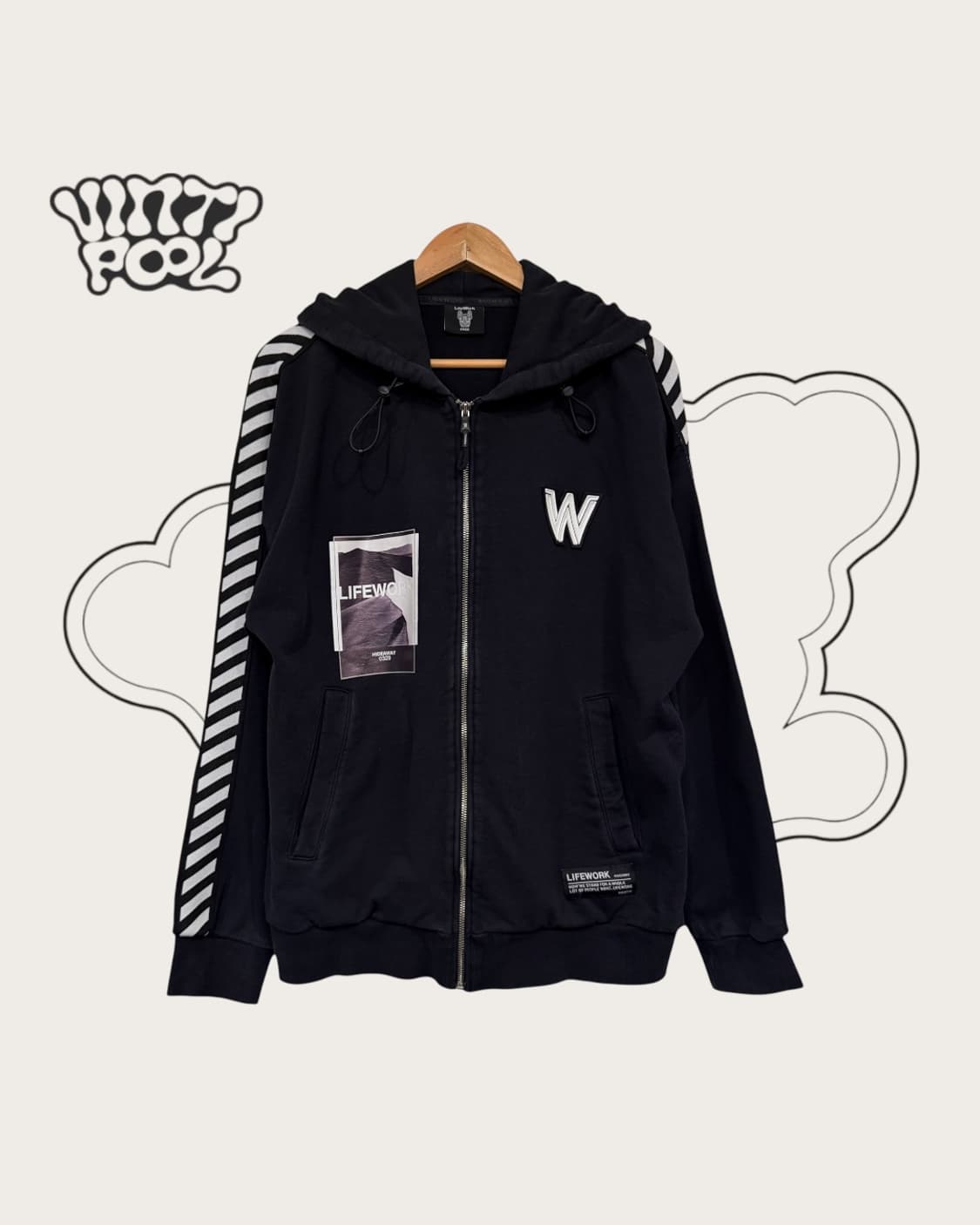 라이프워크 백로고 사이드라인 후드집업 FREE 블랙 상품이미지1