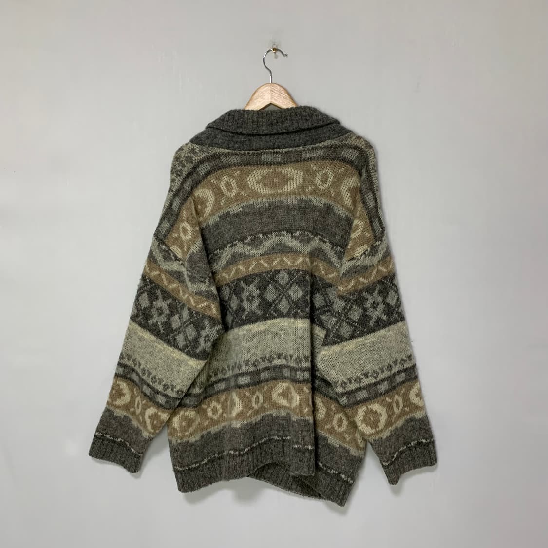 JPN 일본 빈티지 노르딕 패턴 더플 울니트 스웨터 가디건 남녀공용 상품이미지4