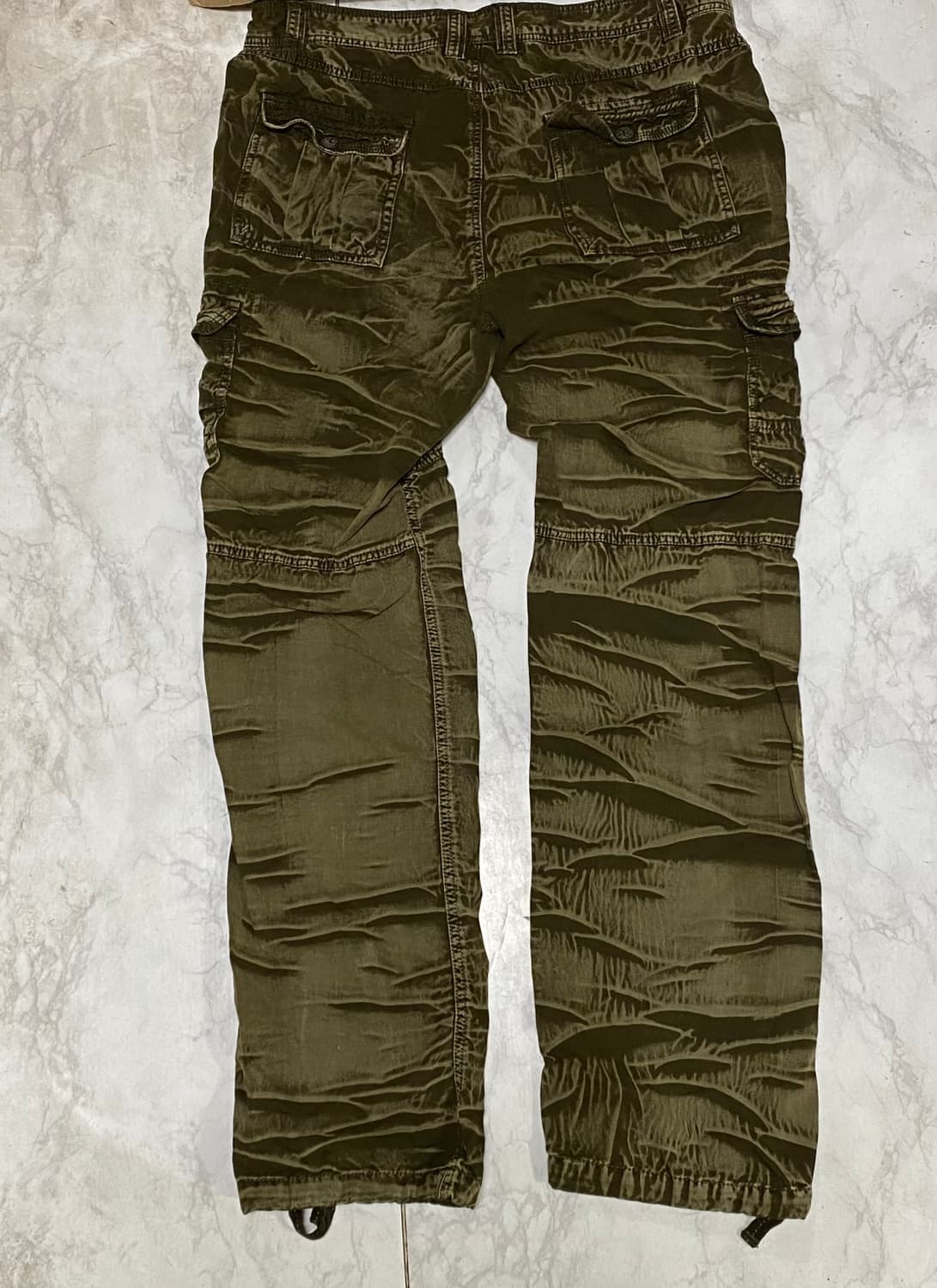 빈티지 워싱 카고 바지 올리브 허리 36인치 상품이미지7