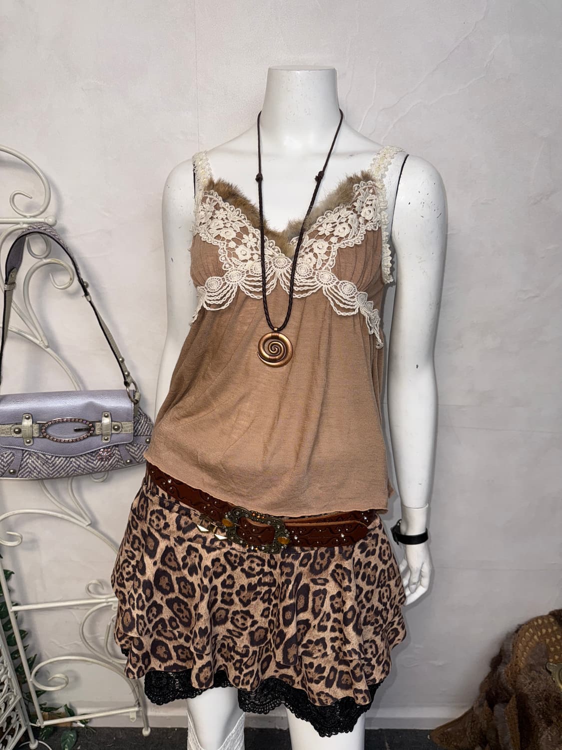 Ray Beams rabbit fur trimming sleeveless 상품이미지2