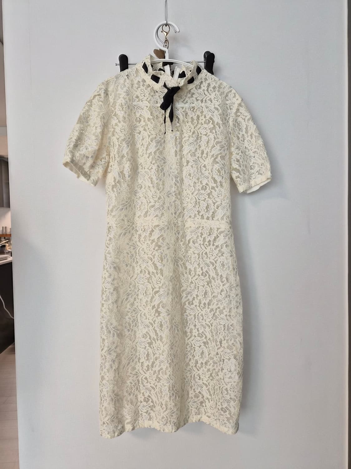 [Sandro/정품] 산드로 레이스 리본 미니 원피스 (상태 최상) 상품이미지4