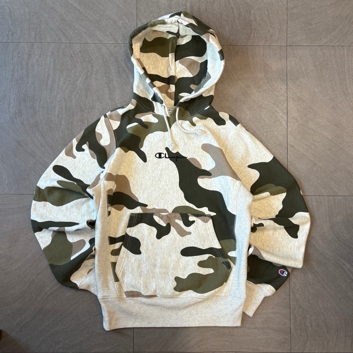 챔피온 정품 리버스위브 멜란지 카모 후드 상품이미지1