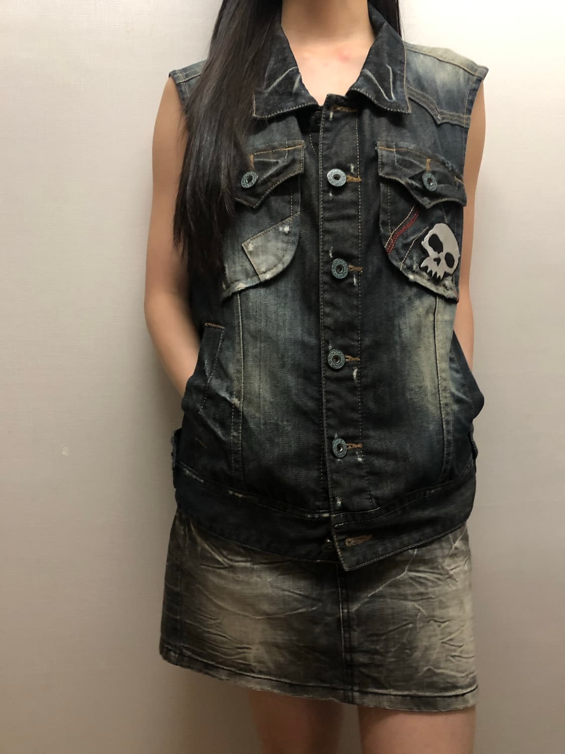 빈티지 버커루 데님 펑크 베스트 상품이미지2