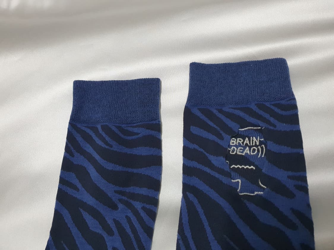 블루 네이비 지브라 얼룩말 브레인 데드 로고헤드 드레스 삭스 양말 상품이미지7