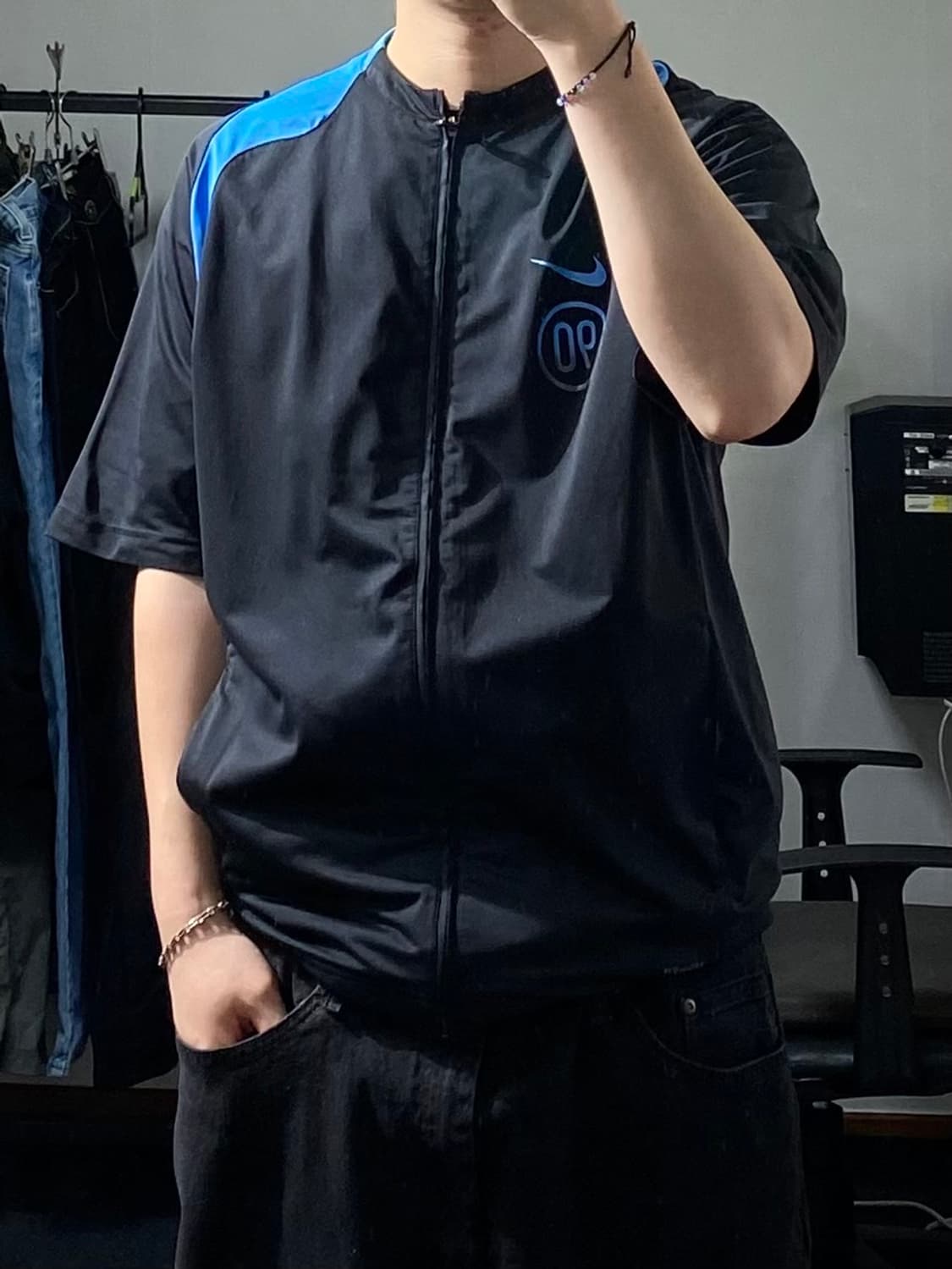[L] 00s Nike T90 나이키 올드스쿨 반팔 집업 져지 상품이미지10