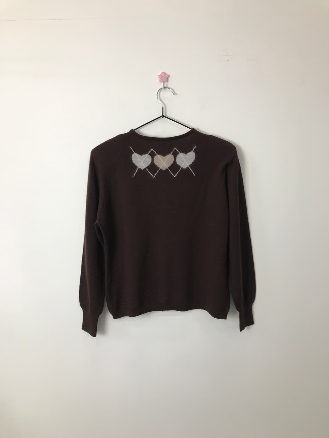 Jpn Brown Heart Argyle Wool Cardigan 상품이미지2