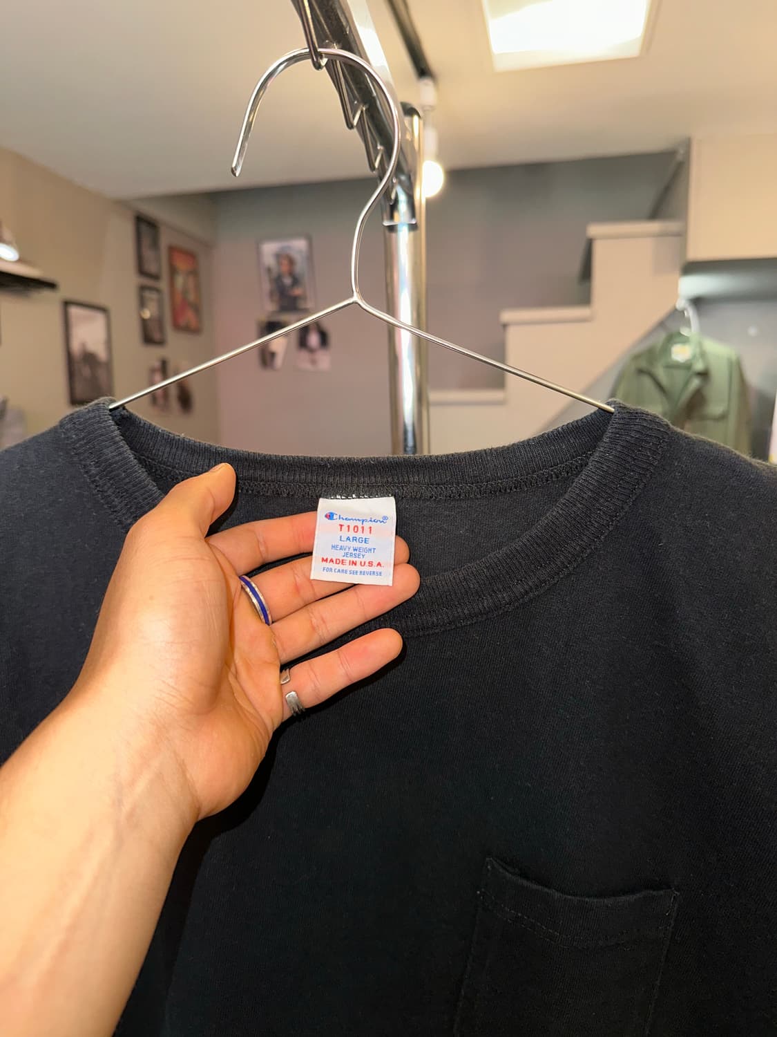 Champion T1011 black pocekt T-shirt 상품이미지5