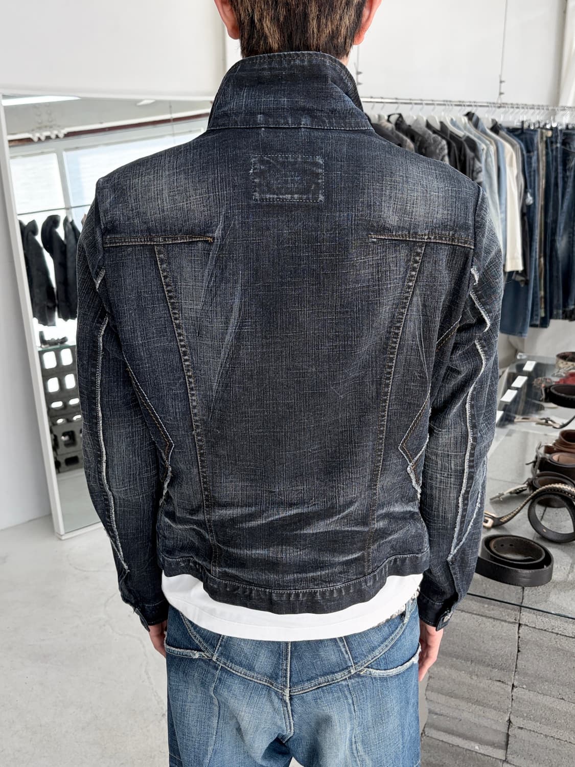 2000’s 저버드 스타 패널 데님 자켓 상품이미지5