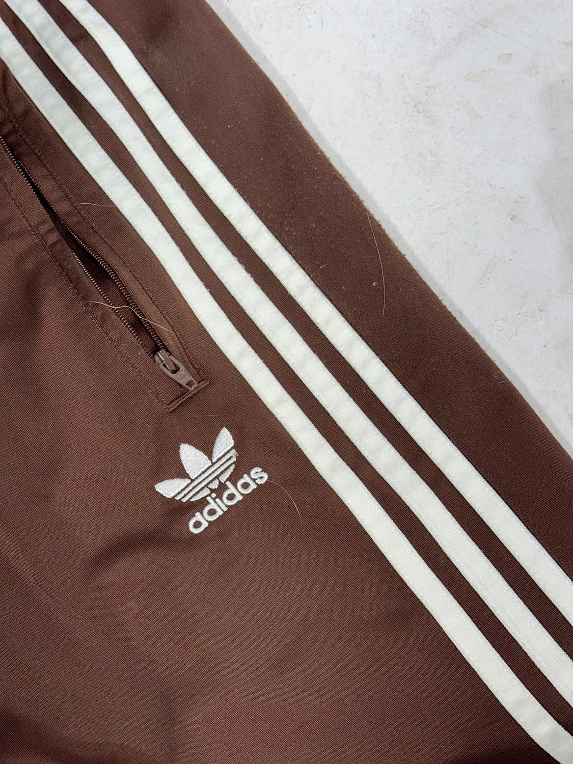 아디다스 초코 브라운 화이트 삼선 와이드 추리닝 바지 트레이닝 팬츠 L 상품이미지6