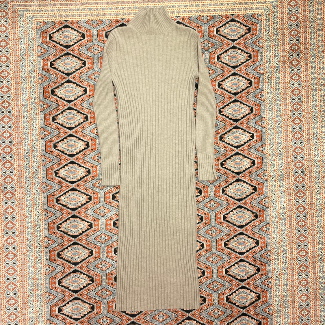 타임 (포스트모던) 베이지 캐시미어 터틀넥 골지 롱 원피스 여성90 상품이미지1