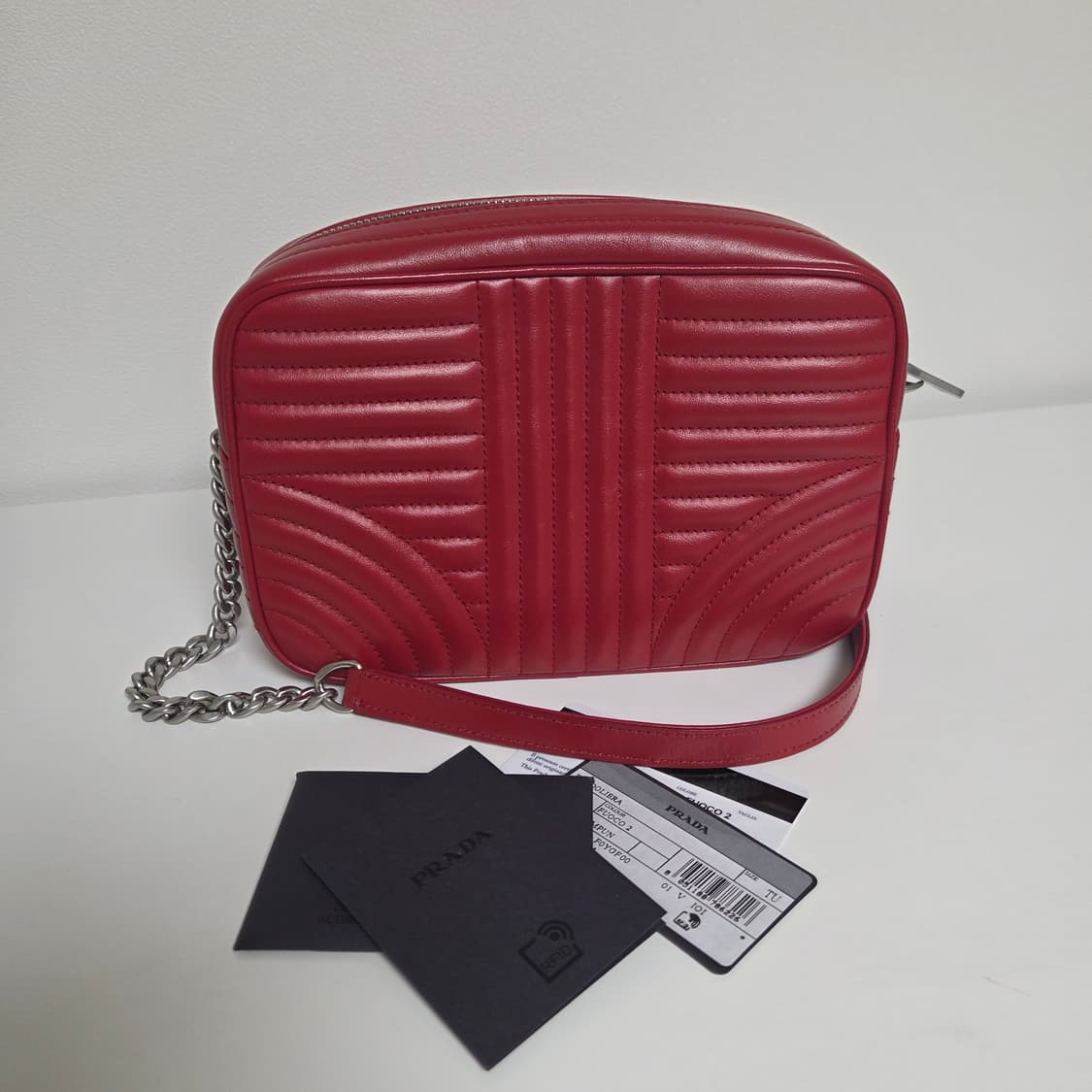 PRADA 프라다 정품 다이어그램 카메라백 은장체인 크로스백 숄더백 상품이미지3