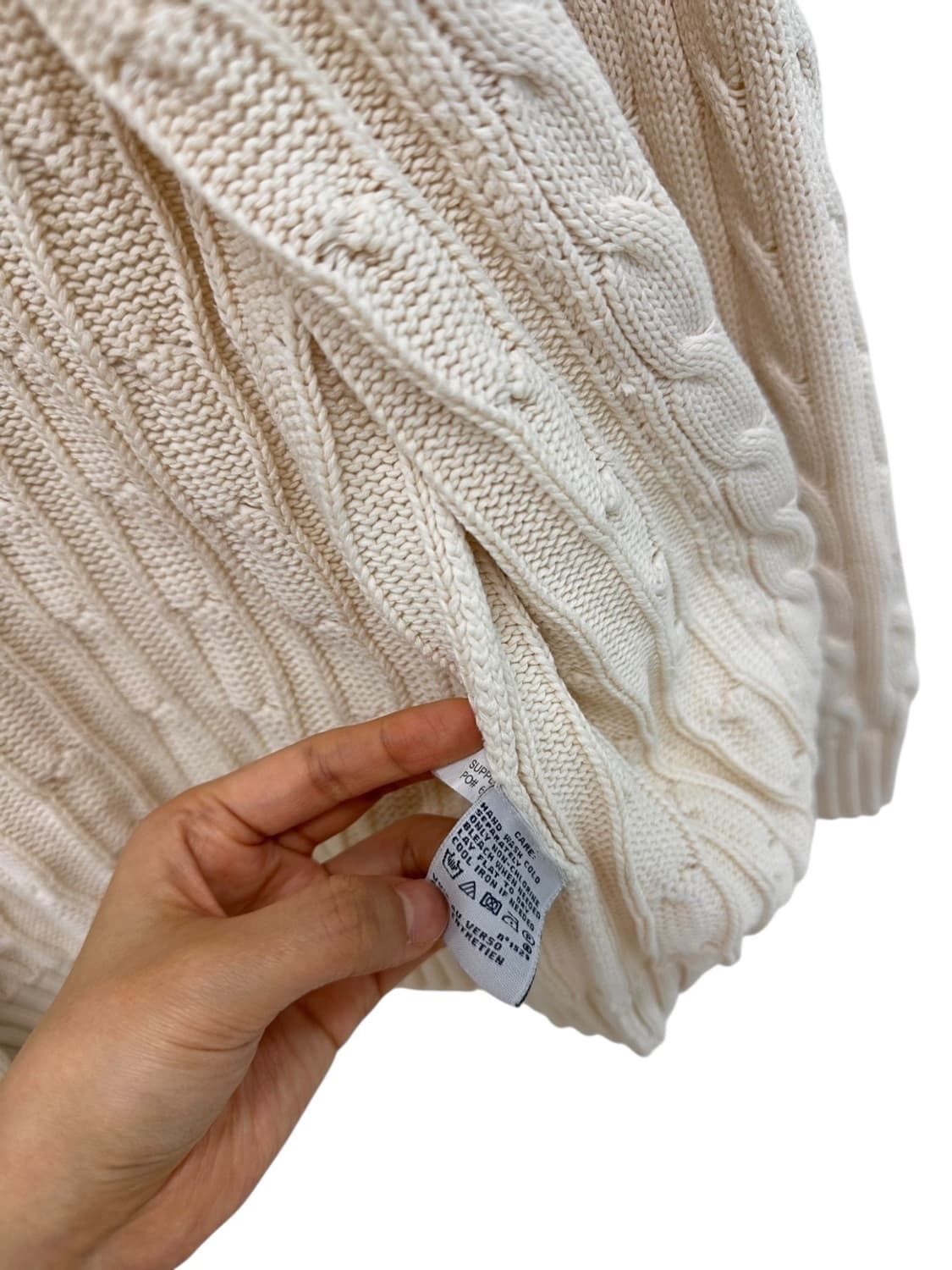 폴로 꽈배기 케이블 오픈 가디건 아이보리 (여성XS)  상품이미지9