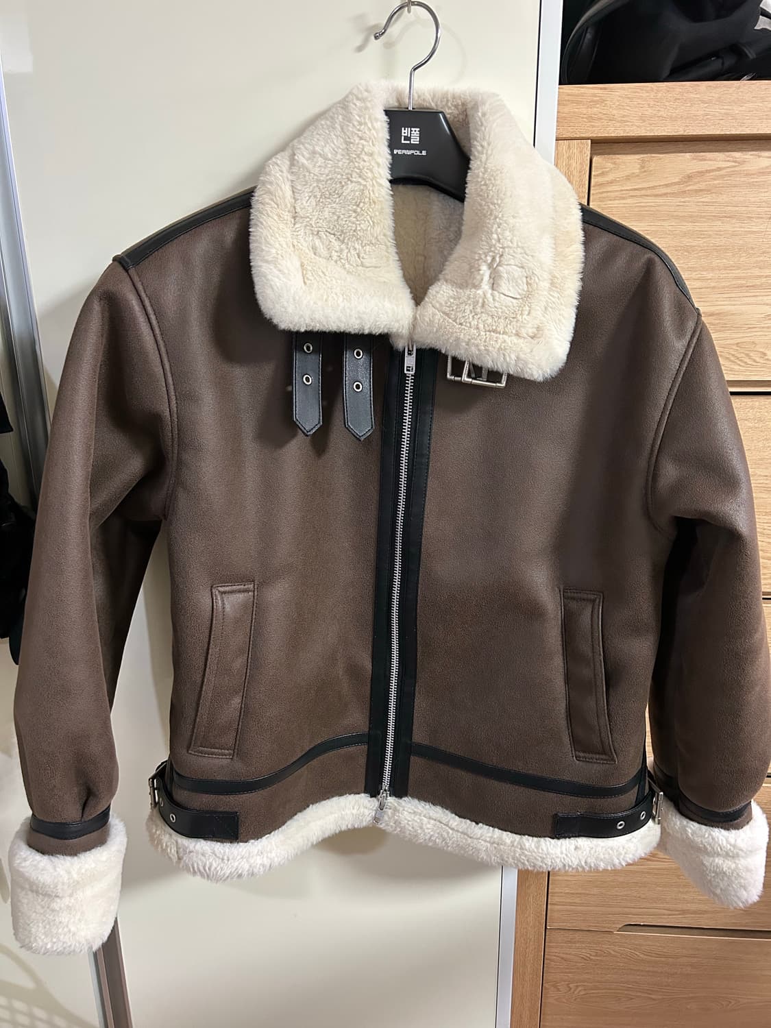 도프제이슨 하이넥 레더 무톤 자켓 BROWN 상품이미지2