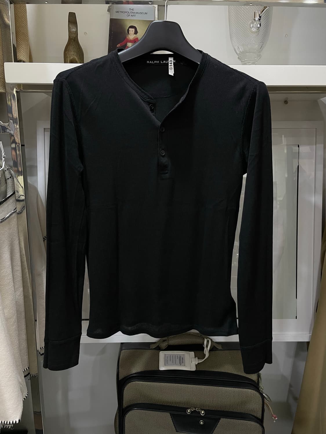 폴로랄프로렌(블랙라벨)/블랙 헨리넥 긴팔티 상품이미지1
