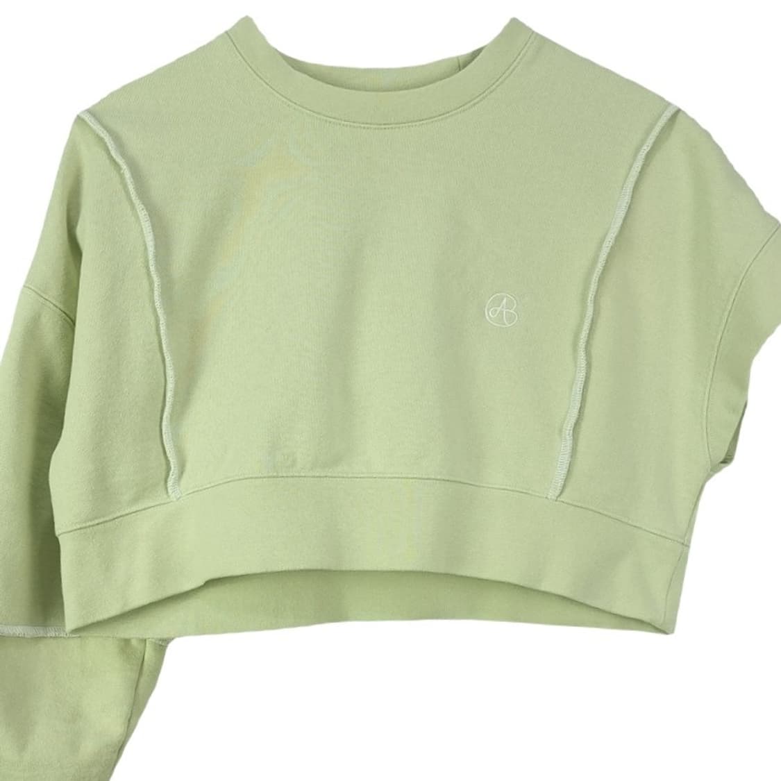 [앤더슨벨] 오버핏 크롭 언발란스 슬리브 맨투맨 M18842 상품이미지4