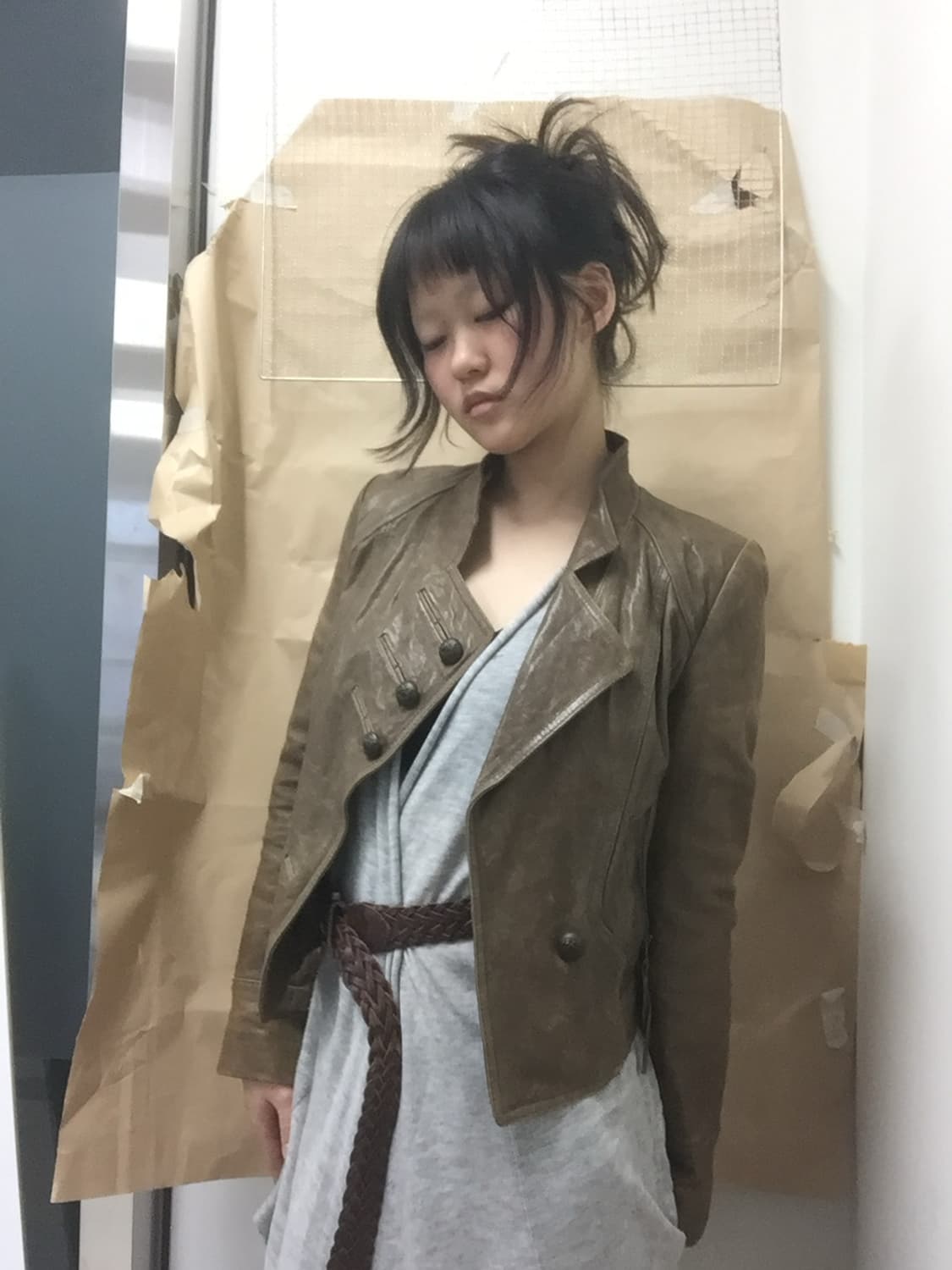 vintage brown leather jacket 레더 자켓 나폴레옹 상품이미지2