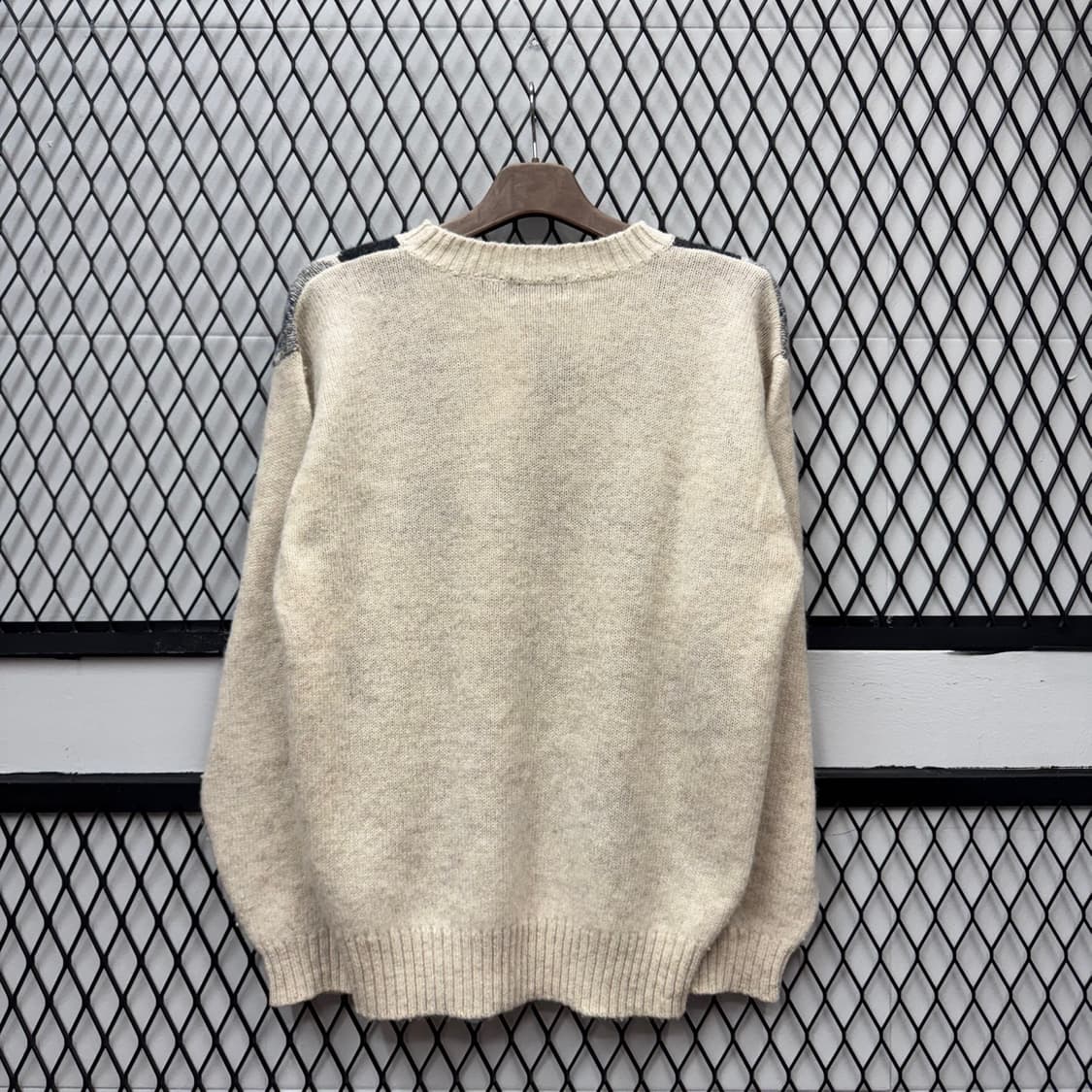 JPN VTG 아가일 패턴 울 니트 스웨터 루즈핏 아이보리 상품이미지2