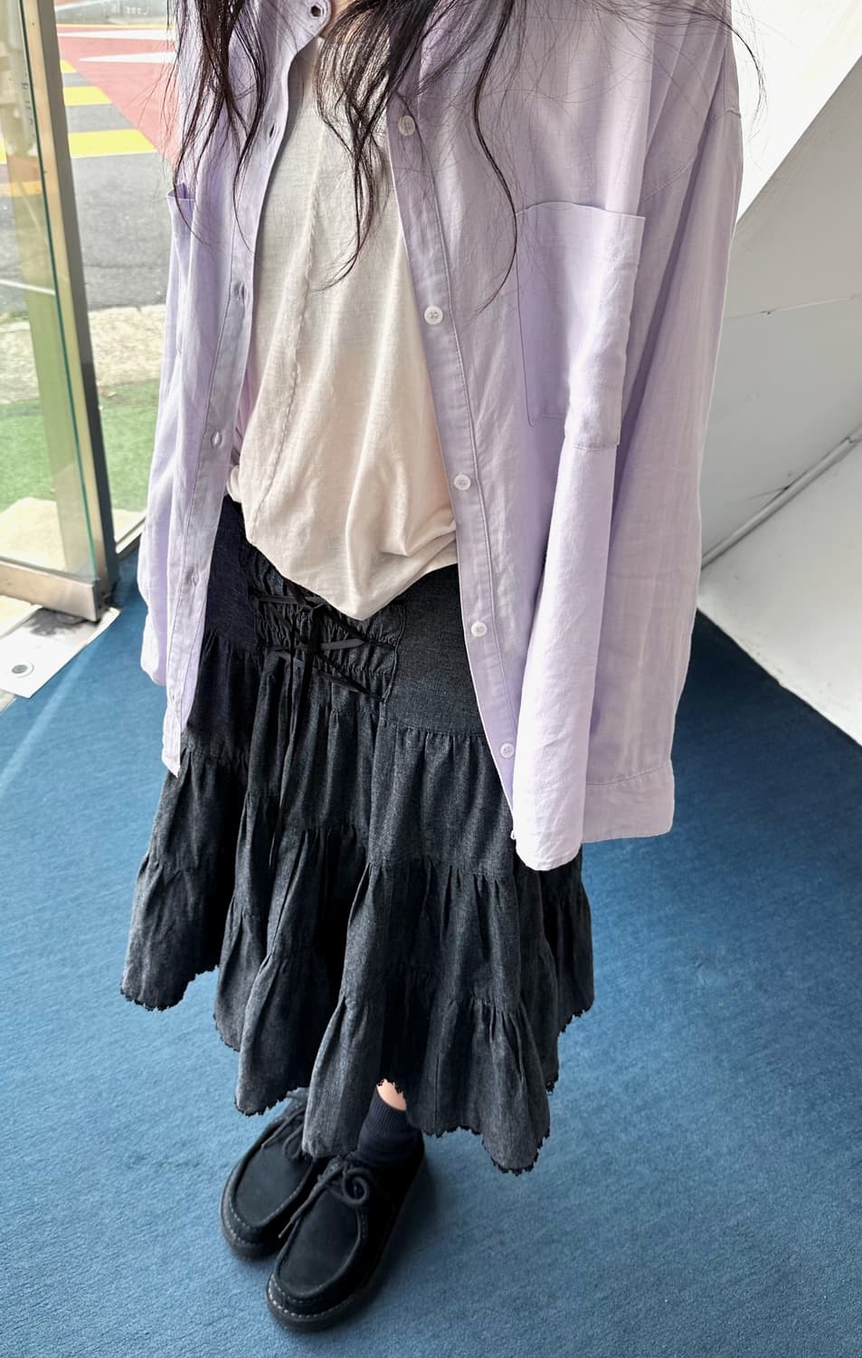 Cotton indigo shirred design 2way skirt 상품이미지1