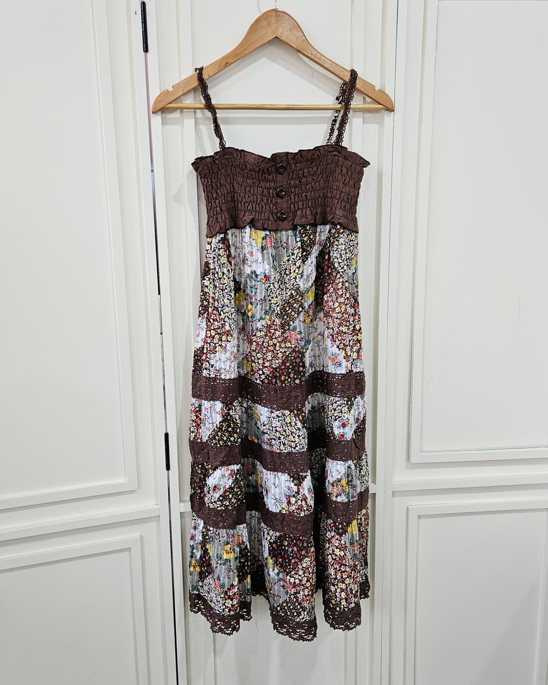 플라워 레이스 셔링 패치원피스 상품이미지6