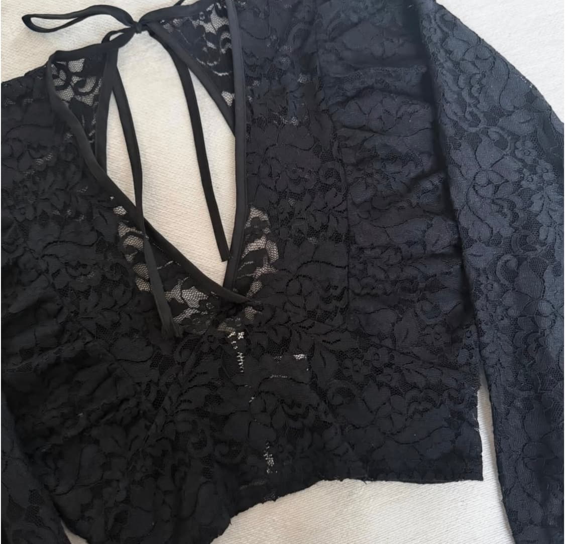 블랙 레이스 볼레로 블라우스 상품이미지4