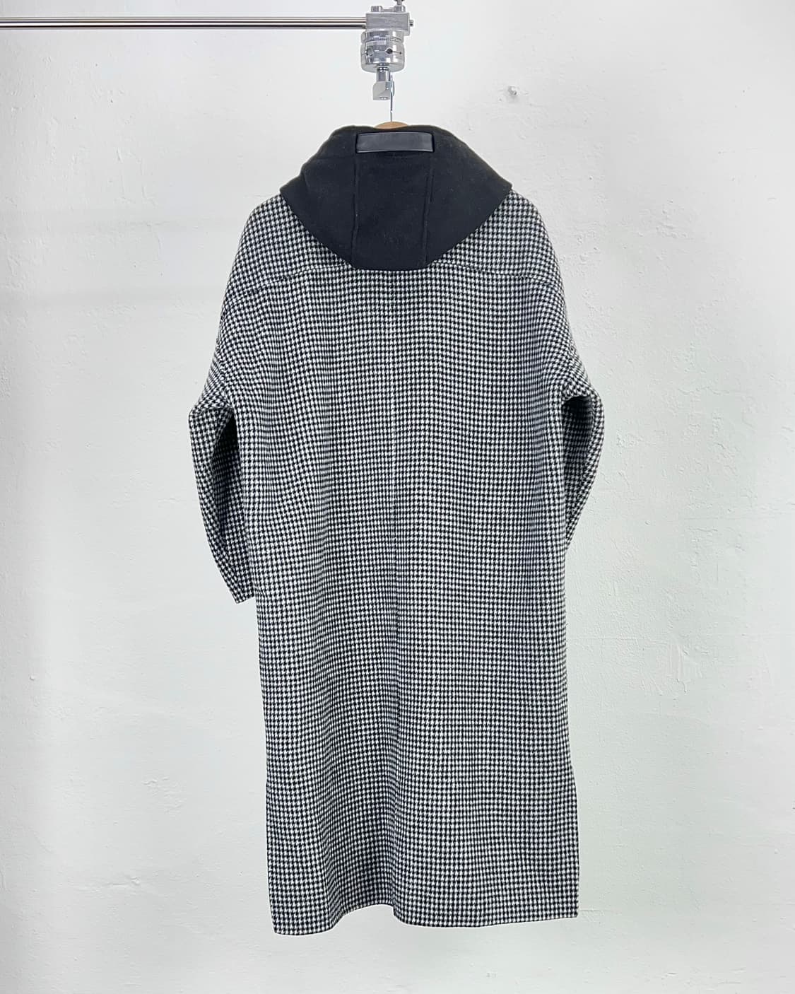 랑방 컬렉션 하운드 투스 체크 롱 로브 후디 코트 자켓 상품이미지6