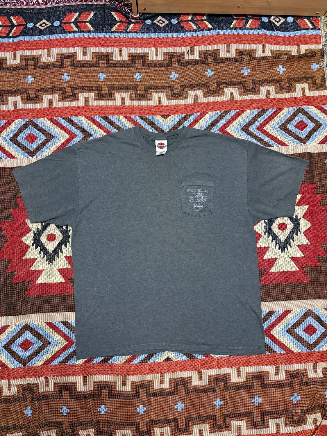 2XL) 00s 할리데이비슨 USA 이글 프린팅 반팔 티셔츠 차콜 상품이미지2